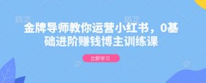 金牌导师教你运营小红书，0基础进阶赚钱博主训练课_网创资源库
