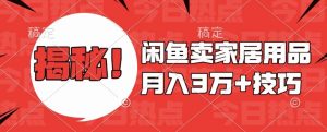 闲鱼卖家居用品月入过W+最新技巧闲鱼最新零基础教学，新手当天上手【揭秘】_网创资源库