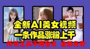 全新AI美女视频，一条作品涨粉上千，所有工具不用会员，全部免费_网创资源库