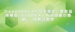 Deepseek+小绿书掘金，最新蓝海赛道，日入6k+，小白闭眼也要做， 保姆式教学_网创资源库