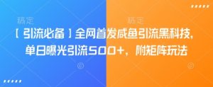 【引流必备】全网首发咸鱼引流黑科技，单日曝光引流500+，附矩阵玩法【揭秘】_网创资源库