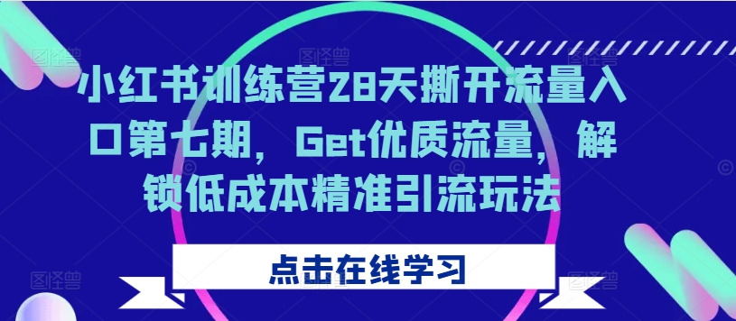 小红书训练营28天撕开流量入口第七期，Get优质流量，解锁低成本精准引流玩法_网创资源库