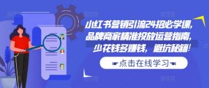 小红书营销引流24招必学课，品牌商家精准投放运营指南，少花钱多赚钱，避坑秘籍!_网创资源库