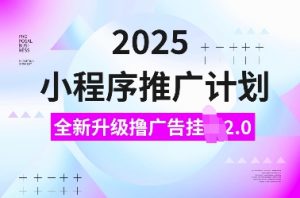 2025小程序推广计划，全新升级撸广告挂JI2.0玩法，日入多张，小白可做【揭秘】_网创资源库
