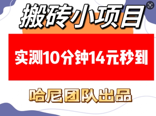 搬砖小项目，实测10分钟14元秒到，每天稳定几张(赠送必看稳定)_网创资源库