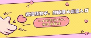 微信版知乎，超隐蔽流量入口1小时引流100人，粉丝质量超高【揭秘】_网创资源库