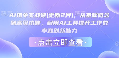 AI指令实战课(更新2月)，从基础概念到高级功能，利用AI工具提升工作效率和创新能力_网创资源库