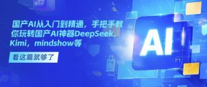 国产AI从入门到精通，手把手教你玩转国产AI神器DeepSeek，Kimi，mindshow等_网创资源库