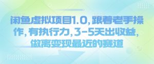 闲鱼虚拟项目1.0，跟着老手操作，有执行力，3-5天出收益，做离变现最近的赛道_网创资源库