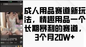 成人用品赛道新玩法，情趣用品一个长期暴利的赛道，3个月收益20个【揭秘】_网创资源库