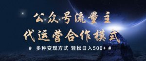 公众号流量主代运营  多种变现方式 轻松日入5张【揭秘】_网创资源库