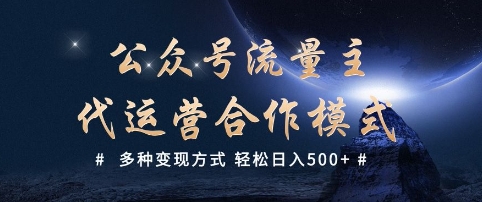 公众号流量主代运营  多种变现方式 轻松日入5张【揭秘】_网创资源库