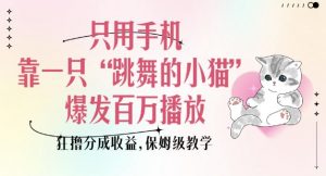 只用手机靠一只“跳舞的小猫”爆发百万播放，狂撸分成收益，保姆级教学_网创资源库