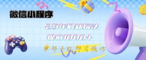 微信小程序25年最新教学保底日入1k+，最新玩法，单部手机即可操作，做就有收益【揭秘】_网创资源库