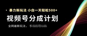 视频号分成计划，全网最暴力玩法，新手一天也能轻松5张+_网创资源库