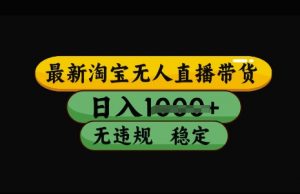最新淘宝无人直播带货，日入几张，不违规不封号稳定，3月中旬研究的独家技术，操作简单【揭秘】_网创资源库