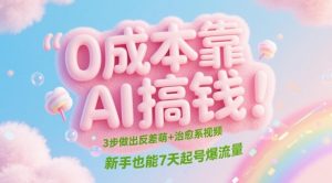 0成本靠AI搞钱！3步做出反差萌+治愈系视频，新手也能7天起号爆流量_网创资源库