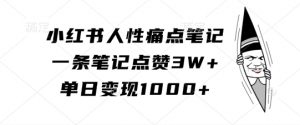 小红书人性痛点笔记，一条笔记点赞3W+，单日变现1k_网创资源库