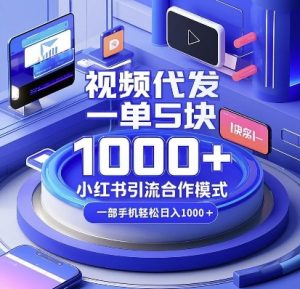 视频代发，一单5块，小红书引流合作模式，一部手机轻松日入多张【揭秘】_网创资源库
