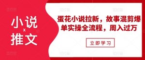 小说推文之蛋花小说拉新，故事混剪爆单实操全流程，周入过万_网创资源库