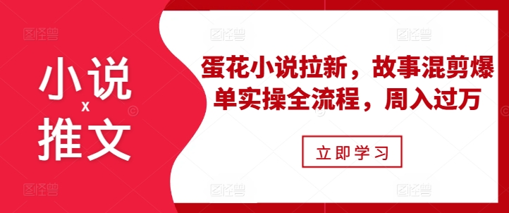 小说推文之蛋花小说拉新，故事混剪爆单实操全流程，周入过万_网创资源库