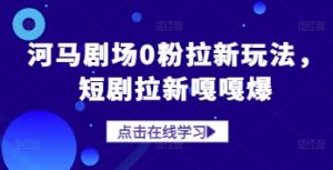 河马剧场0粉拉新玩法，短剧拉新嘎嘎爆_网创资源库