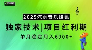 2025汽水音乐挂JI，独家技术，项目红利期，稳定月入5k【揭秘】_网创资源库