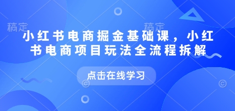 小红书电商掘金课，小红书电商项目玩法全流程拆解_网创资源库