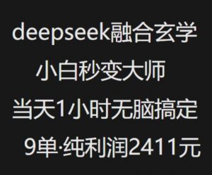 抖音小红书deepseek融合玄学，纯小白秒变大师，当天1小时无脑搞定9单，纯利润上千_网创资源库