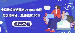 小说推文搬运配合Deepseek设定玩法揭秘，流量暴涨100%_网创资源库