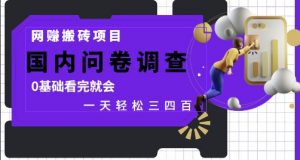 网创搬砖项目，国内问卷调查，0基础看完就会 一天轻松三四张，靠谱副业干就完了【揭秘】_网创资源库