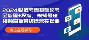 2024蝴蝶号零基础起号全流程+投流，视频号短视频直播带货运营实操课_网创资源库