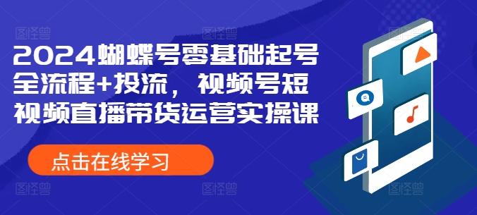 2024蝴蝶号零基础起号全流程+投流，视频号短视频直播带货运营实操课_网创资源库