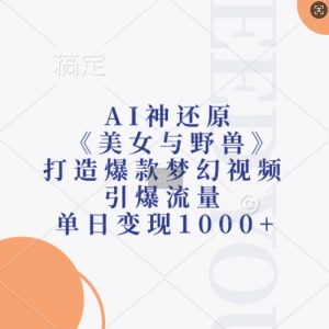 AI神还原《美女与野兽》，打造爆款梦幻视频，引爆流量，单日变现1k_网创资源库