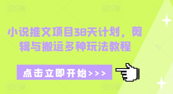 小说推文项目38天计划，剪辑与搬运多种玩法教程_网创资源库