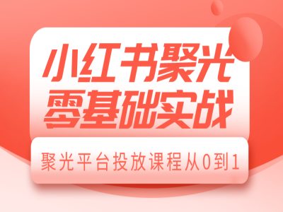 小红书聚光零基础实战，聚光平台投放课程从0到1_网创资源库