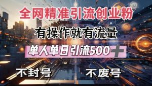 全网独家引流创业粉，有操作就有流量，单人单日引流500+，不封号、不费号_网创资源库