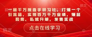 一品千万操盘手研习社，打爆一个引流品，实现百万千万业绩，爆品裂变，私域升单，发售实战_网创资源库