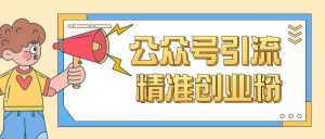 公众号引流创业粉玩法，0基础即可轻松掌握流量_网创资源库