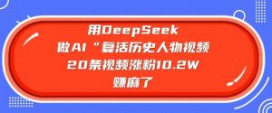 用DeepSeek做AI“复活历史人物”视频，20条视频涨粉10.2W，挣麻了_网创资源库