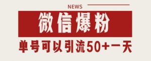 微信爆粉，私域暴力引流打法日引千粉 单号日进50+【揭秘】_网创资源库