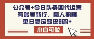 公众号+今日头条双代运营，有账号就行，单日稳定变现8张【揭秘】_网创资源库