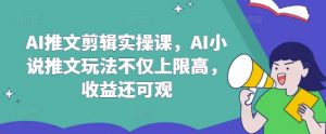 AI推文剪辑实操课，AI小说推文玩法不仅上限高，收益还可观_网创资源库