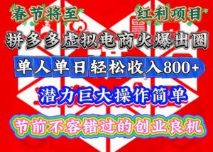 春节将至，拼多多虚拟电商火爆出圈，潜力巨大操作简单，单人单日轻松收入多张【揭秘】_网创资源库