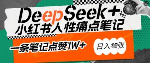 AI赋能小红书爆款秘籍：用DeepSeek轻松抓人性痛点，小白也能写出点赞破万的吸金笔记，日入多张_网创资源库