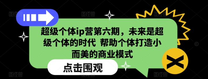 超级个体ip营第六期，未来是超级个体的时代  帮助个体打造小而美的商业模式_网创资源库