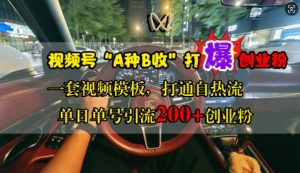 视频号“A种B收”打爆创业粉，一套视频模板打通自热流，单日单号引流200+创业粉_网创资源库