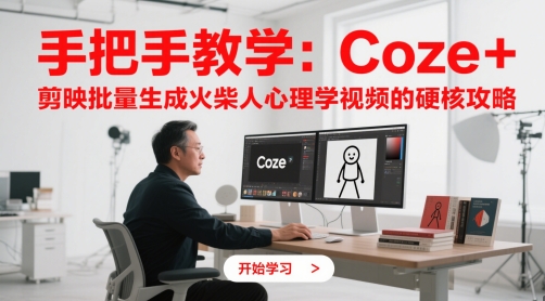 手把手教学：Coze + 剪映批量生成火柴人心理学视频的硬核攻略_网创资源库