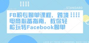 FB粉专聊单课程，跨境电商必备指南，教你轻松玩转Facebook聊单_网创资源库