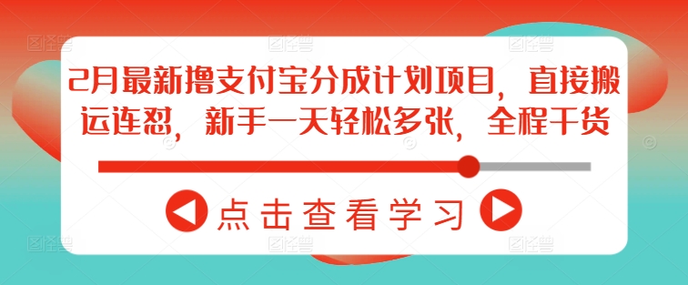 2月最新撸支付宝分成计划项目，直接搬运连怼，新手一天轻松多张，全程干货_网创资源库